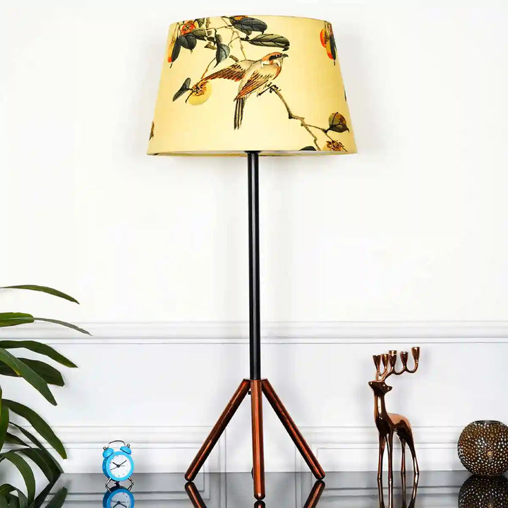 Mizuko Matte Black and Copper Table Lamp With White Cotton Shade