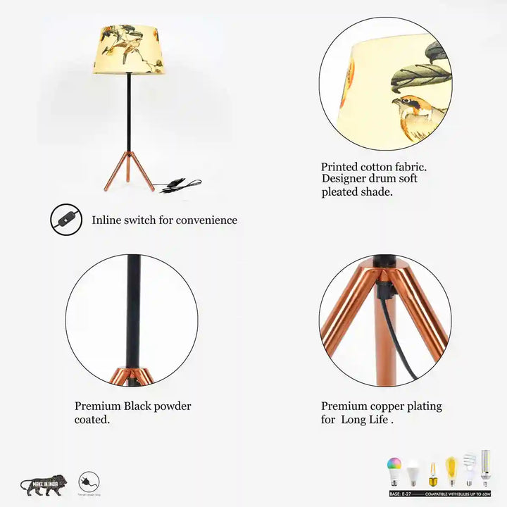 Mizuko Matte Black and Copper Table Lamp With White Cotton Shade