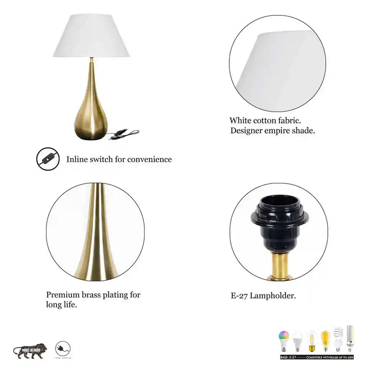 Ignatio Metal Table Lamp With Printed Cotton Shade