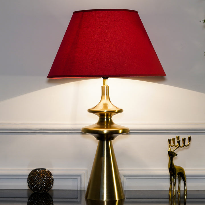 GLOUCESTER Metal Table Lamp With Maroon Cotton Shade