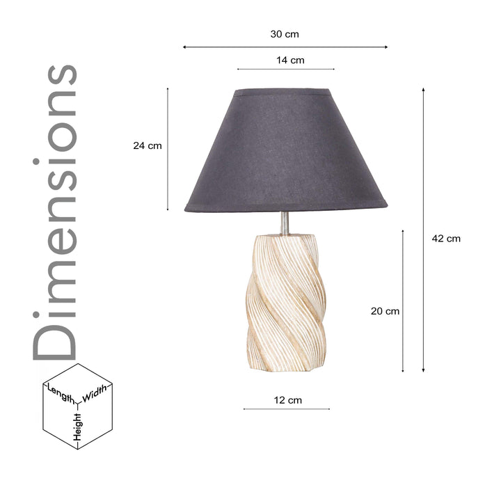 BURFORD Small Distress White Finish  Wood Table Lamp With Cotton Shade