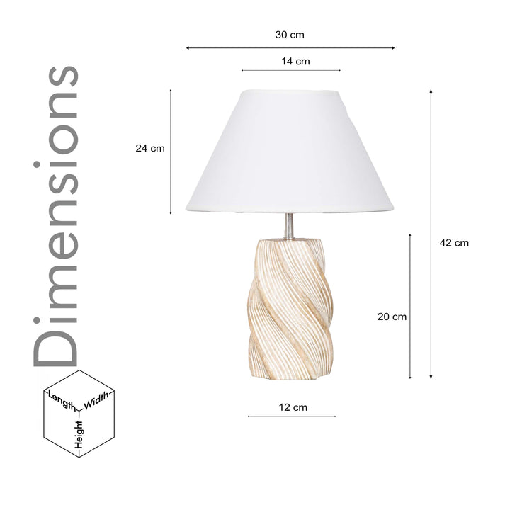 BURFORD Small Distress White Finish  Wood Table Lamp With Cotton Shade