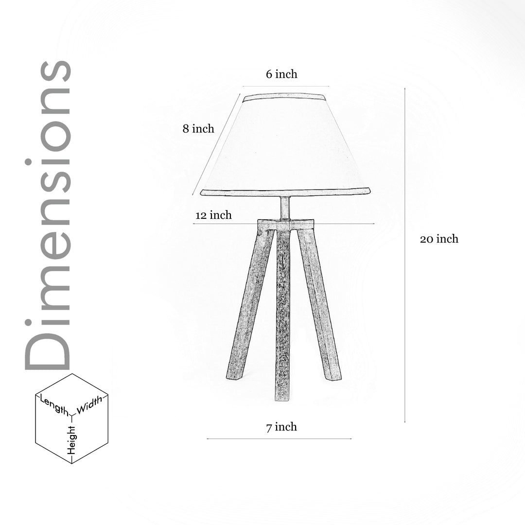 Griffith hand crafted Solid wood honey finish Tripod Table Lamp With Black Cotton Shade