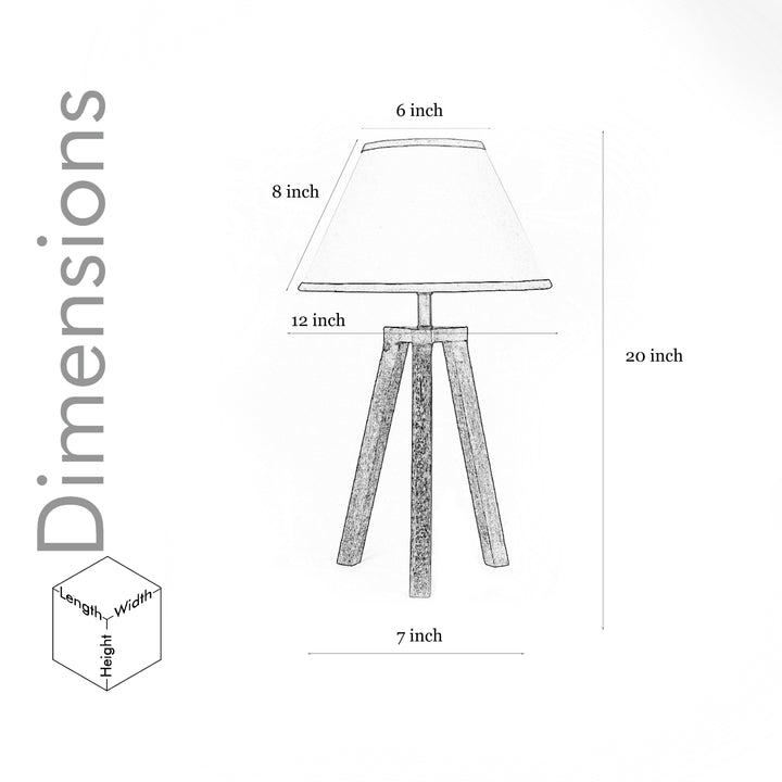 Griffith hand crafted Solid wood honey finish Tripod Table Lamp With Black Cotton Shade