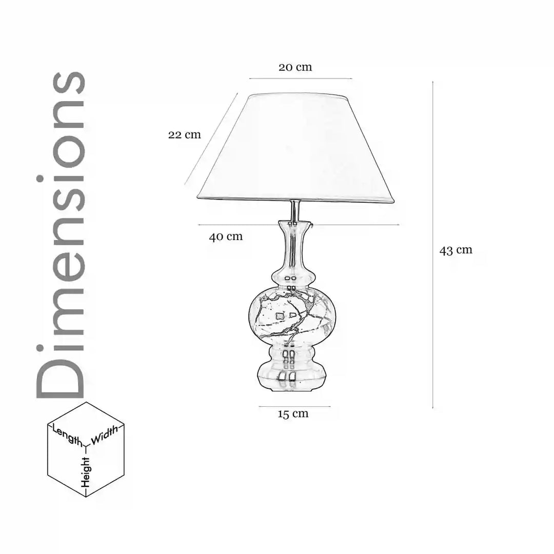 Marasol Shine Brass And lue Table Lamp With White Cotton Shade