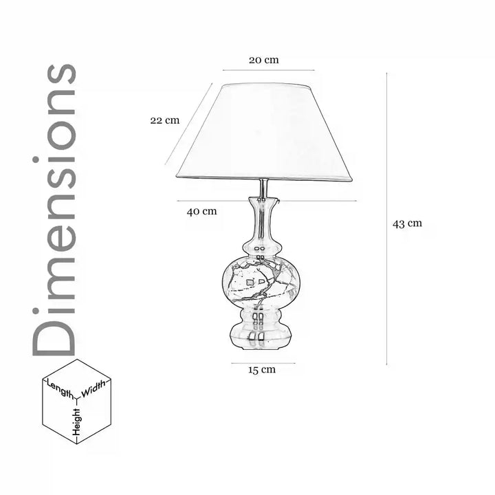 Marasol Shine Brass And lue Table Lamp With White Cotton Shade