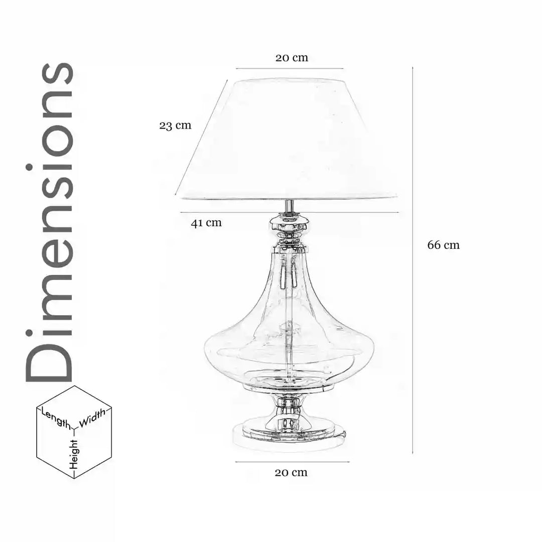 Moffat Chrome And Amber Glass Table Lamp With Maroon Cotton Shade