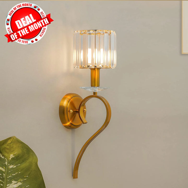 Amelia Single Light Metal and Crystal Wall Light