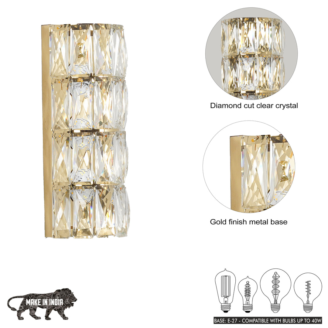 GIRONA Modern Crystal and Metal Wall Light