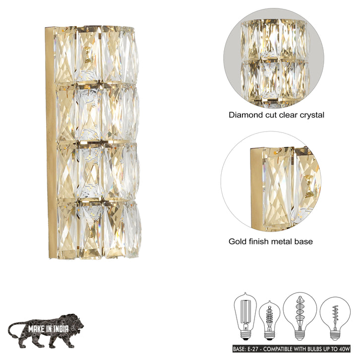 GIRONA Modern Crystal and Metal Wall Light