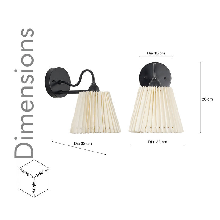 POSSIO Single-Light Wall Fitting with Black Shade and Black Finish Metal