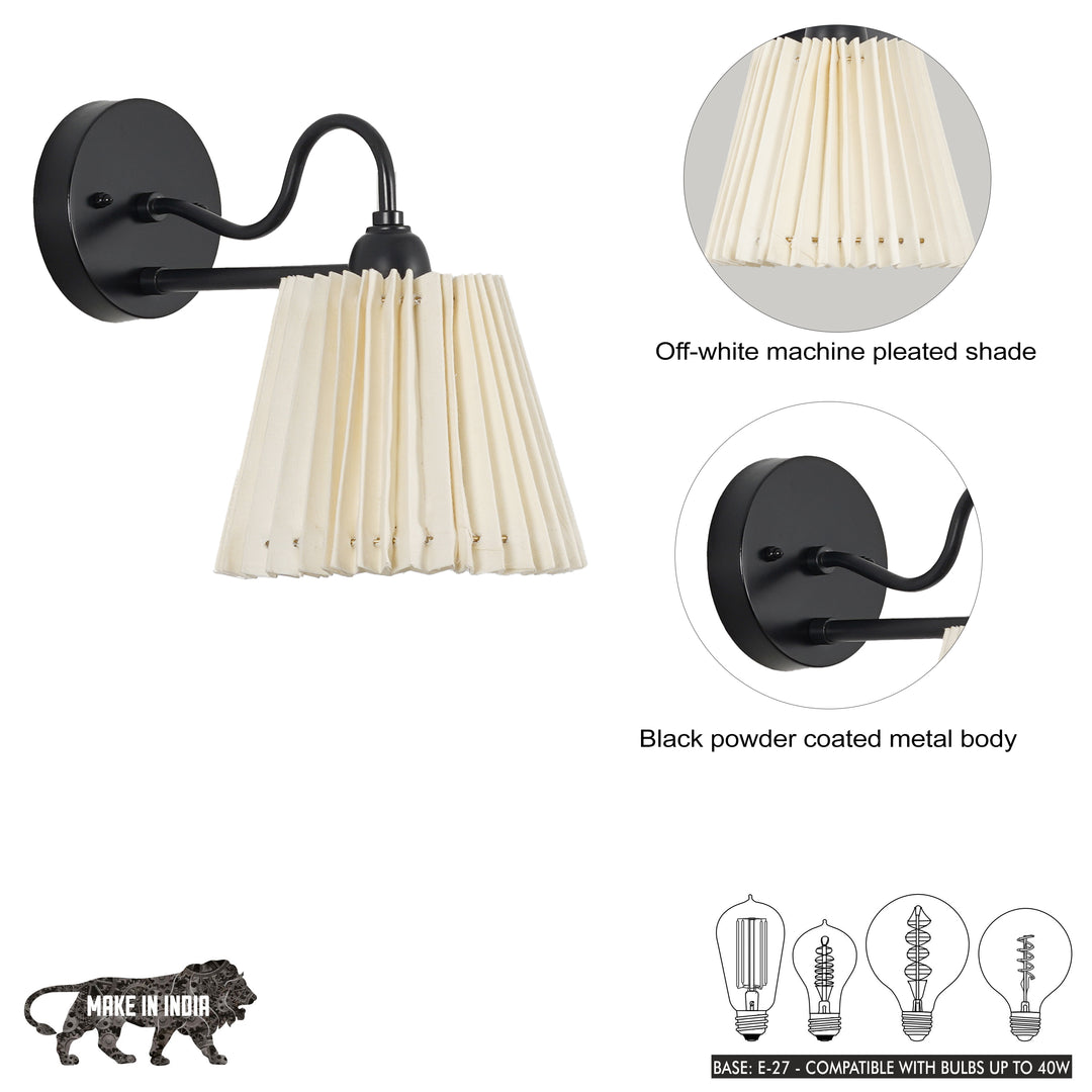 POSSIO Single-Light Wall Fitting with Black Shade and Black Finish Metal