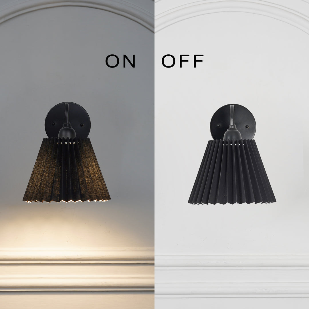 POSSIO Single-Light Wall Fitting with Black Shade and Black Finish Metal