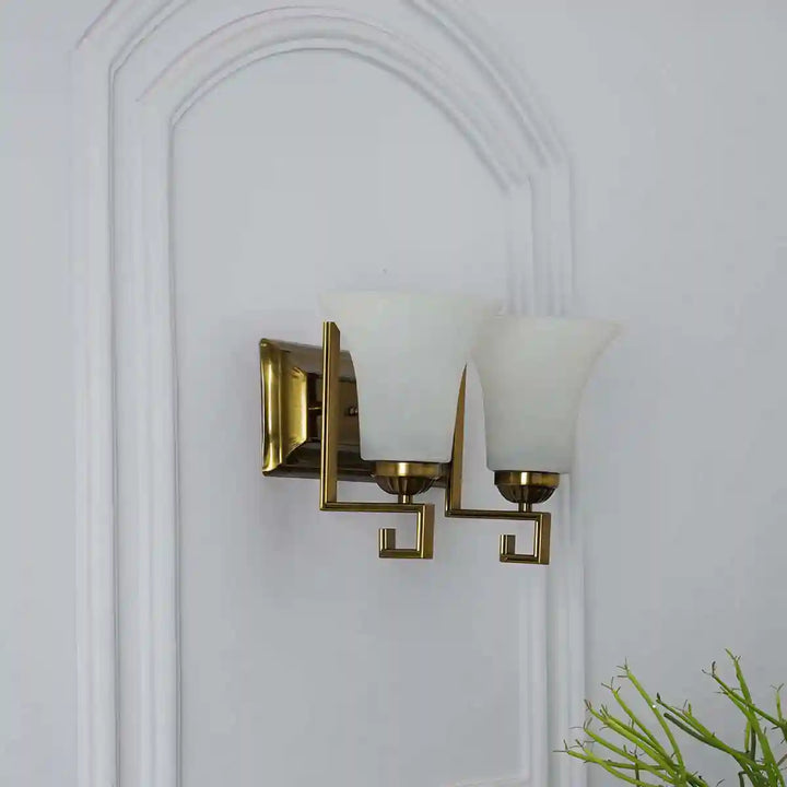 Locus Glass and Metal Double Arm Wall Light
