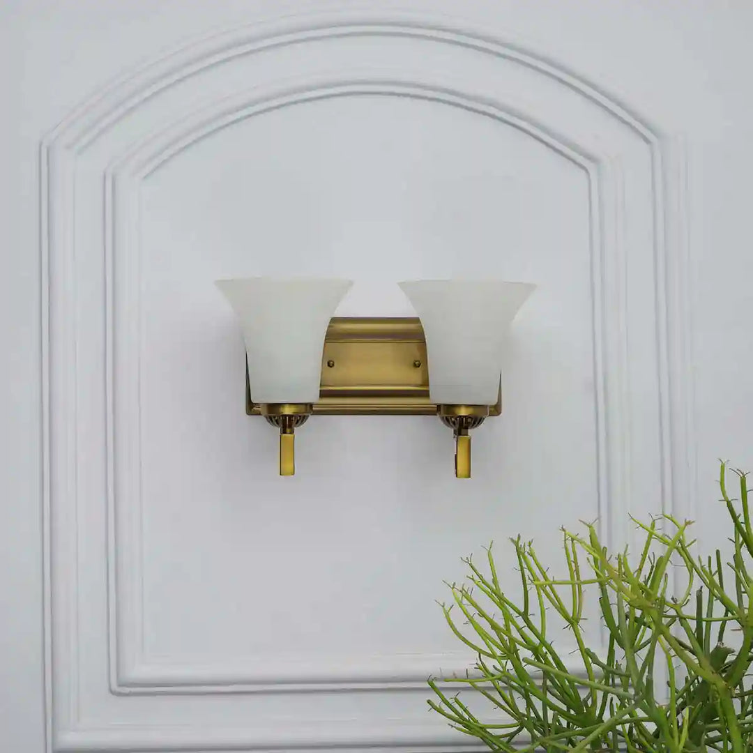 Locus Glass and Metal Double Arm Wall Light