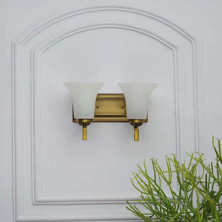 Locus Glass and Metal Double Arm Wall Light