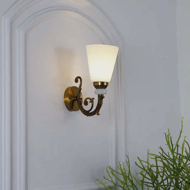 Martos Glass and Metal Single Shade Wall Light