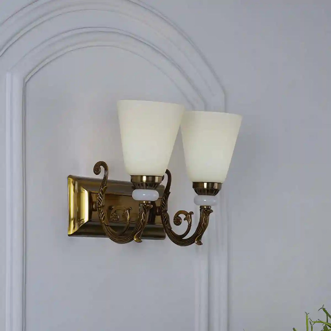 Martos Glass and Metal Double Arm Wall Light