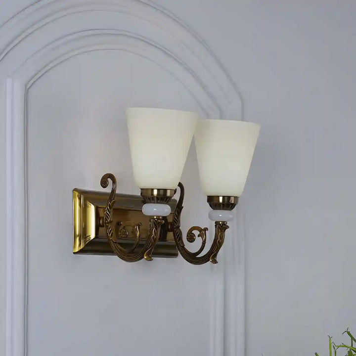 Martos Glass and Metal Double Arm Wall Light