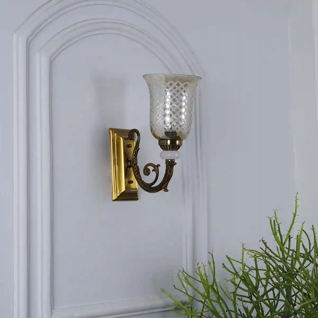 Perlage Glass and Metal Single Shade Wall Light