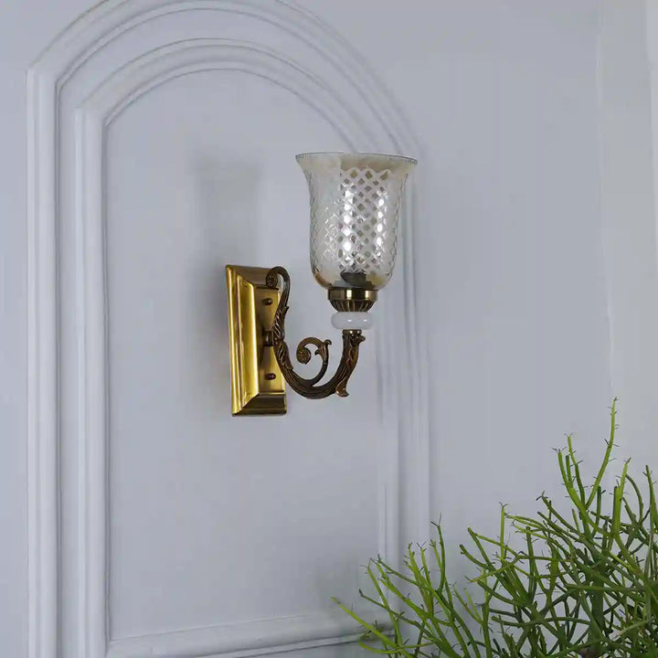Perlage Glass and Metal Single Shade Wall Light