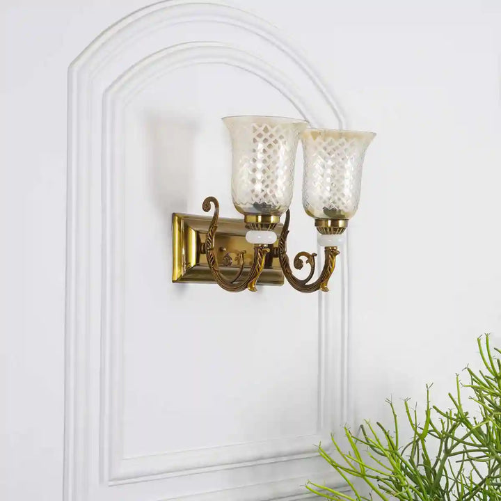 Perlage Glass and Metal Double Arm Wall Light