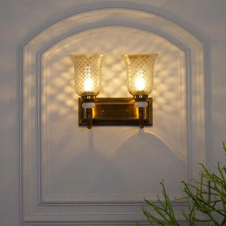 Perlage Glass and Metal Double Arm Wall Light