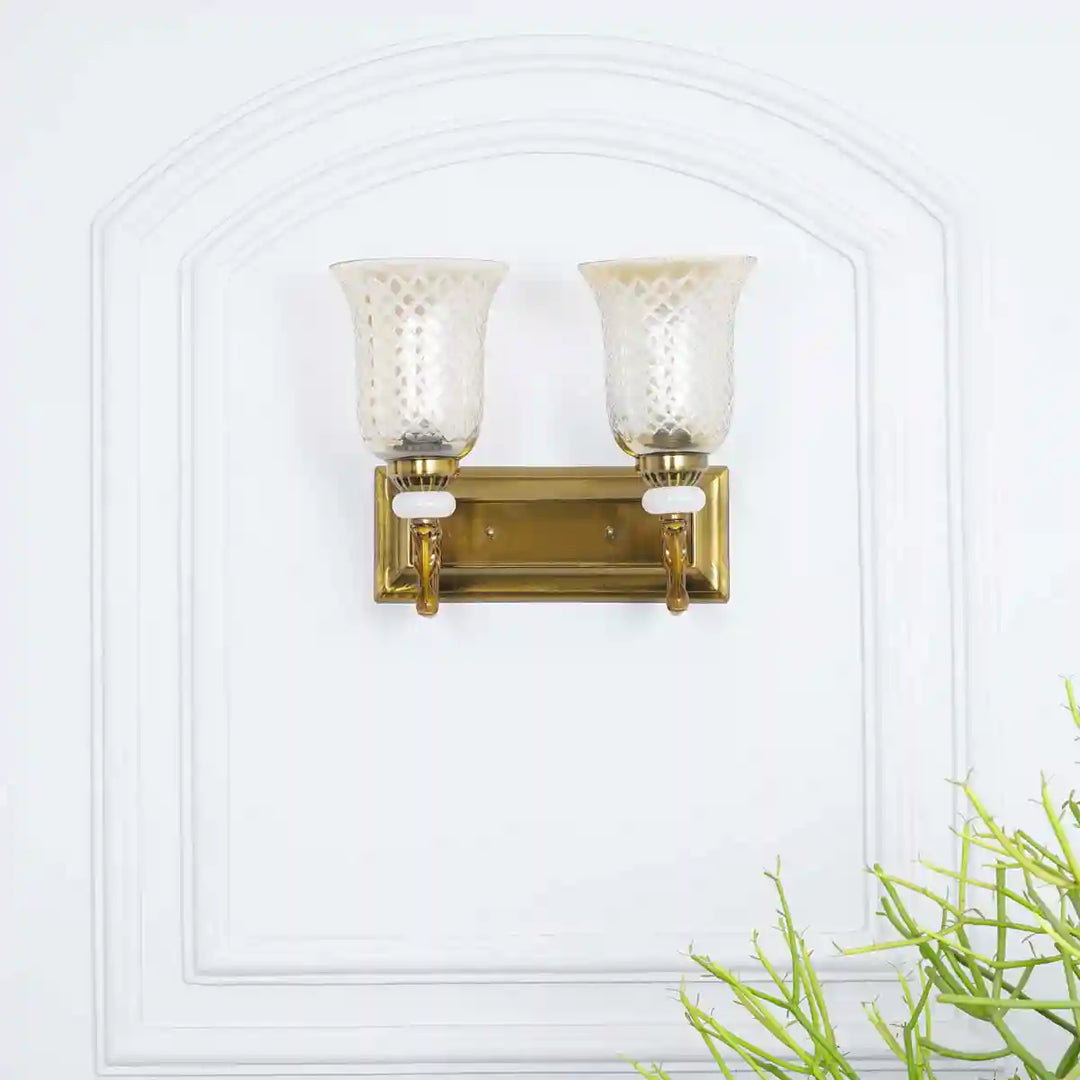 Perlage Glass and Metal Double Arm Wall Light