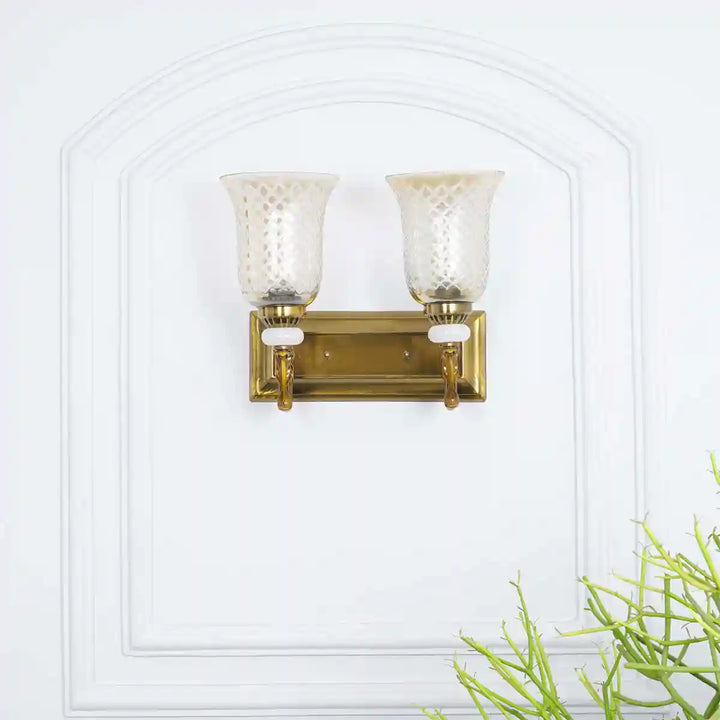 Perlage Glass and Metal Double Arm Wall Light