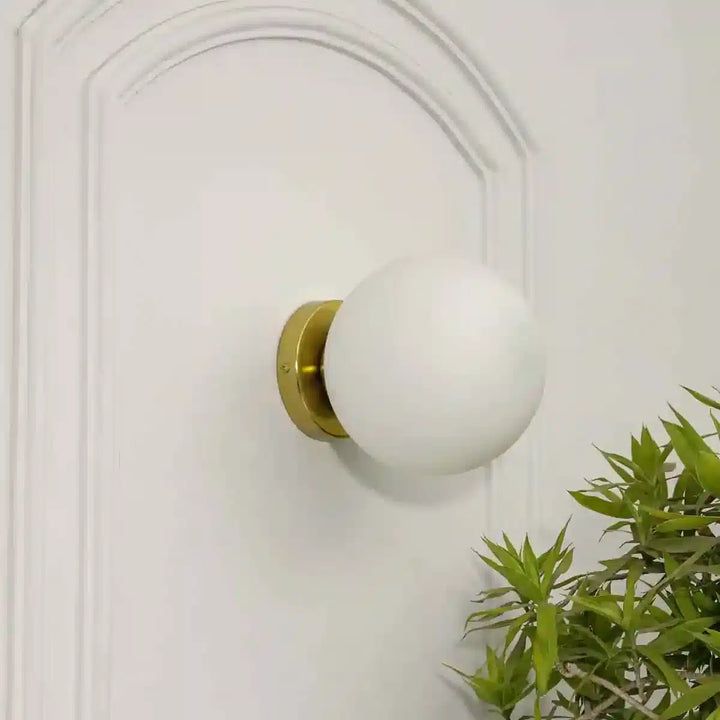 Hollis Shine Brass & Frosted White Wall Light
