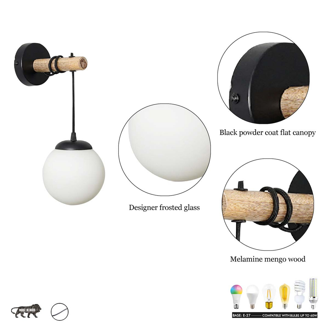Timber Shine Brass Metal Finish Wall Light