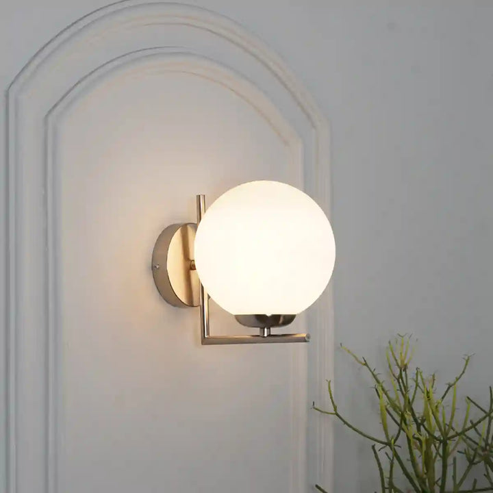 Moon Nickel & Frosted White Finish Wall Light