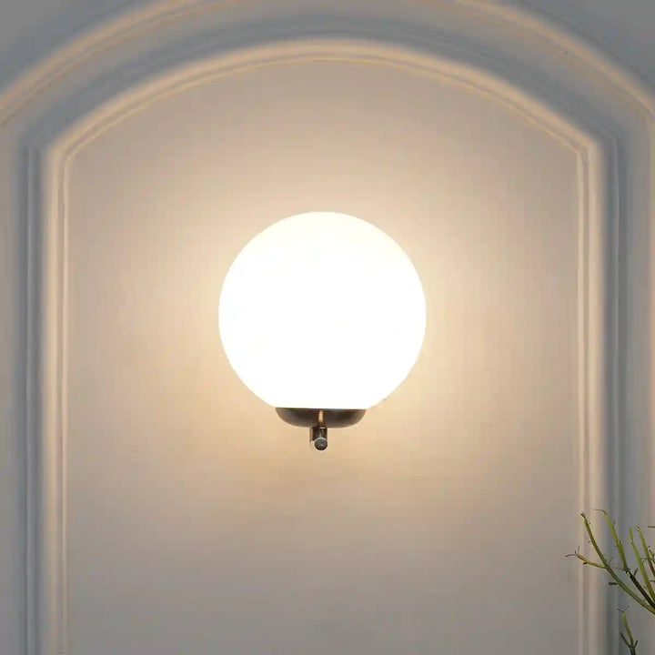 Moon Nickel & Frosted White Finish Wall Light
