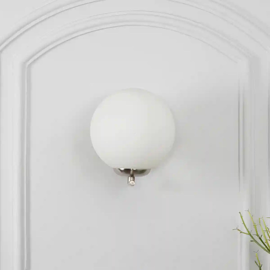 Moon Nickel & Frosted White Finish Wall Light