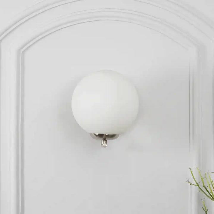 Moon Nickel & Frosted White Finish Wall Light