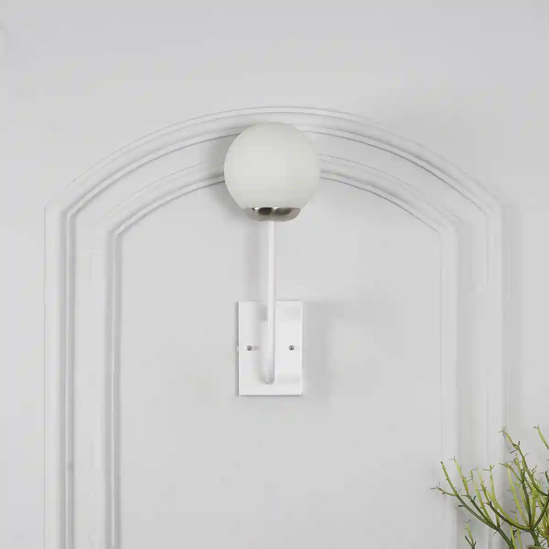 MINSTER White & Frosted White Finish Wall Light