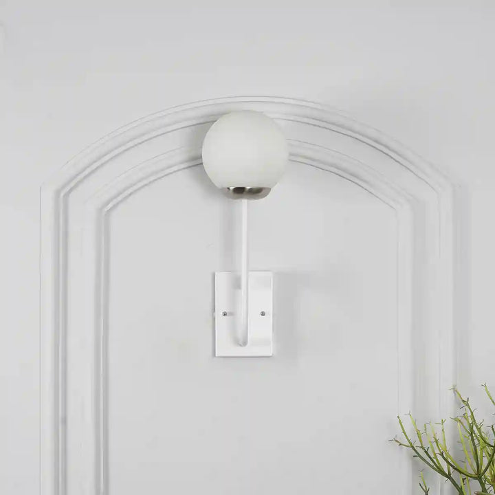 MINSTER White & Frosted White Finish Wall Light