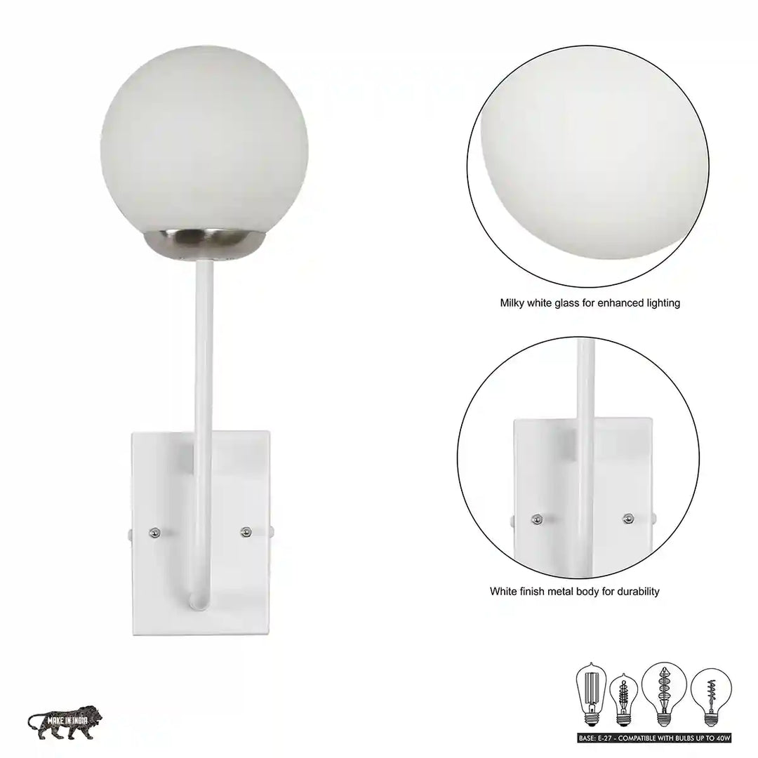 MINSTER White & Frosted White Finish Wall Light