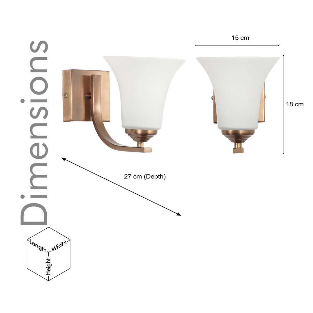 ANDRETTI Single Light Bathroom Wall Fitting In Metal with White Glass