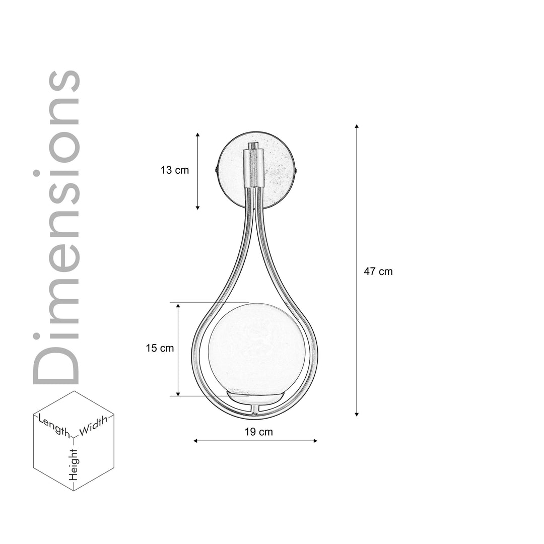BIRDS Single Light Wall Fitting In Metal with Opal Frosted White Glass
