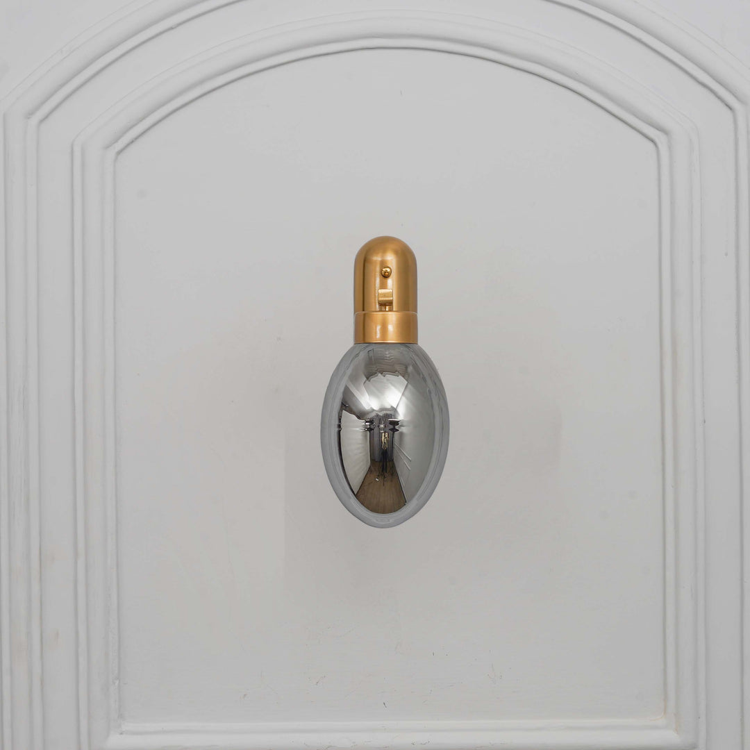 ZEN Single Light Wall Fitting In Brass Finish Metal With Gray Glass