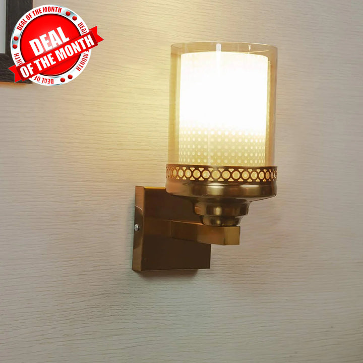 Luz Single Arm Glass and Metal Wall Light