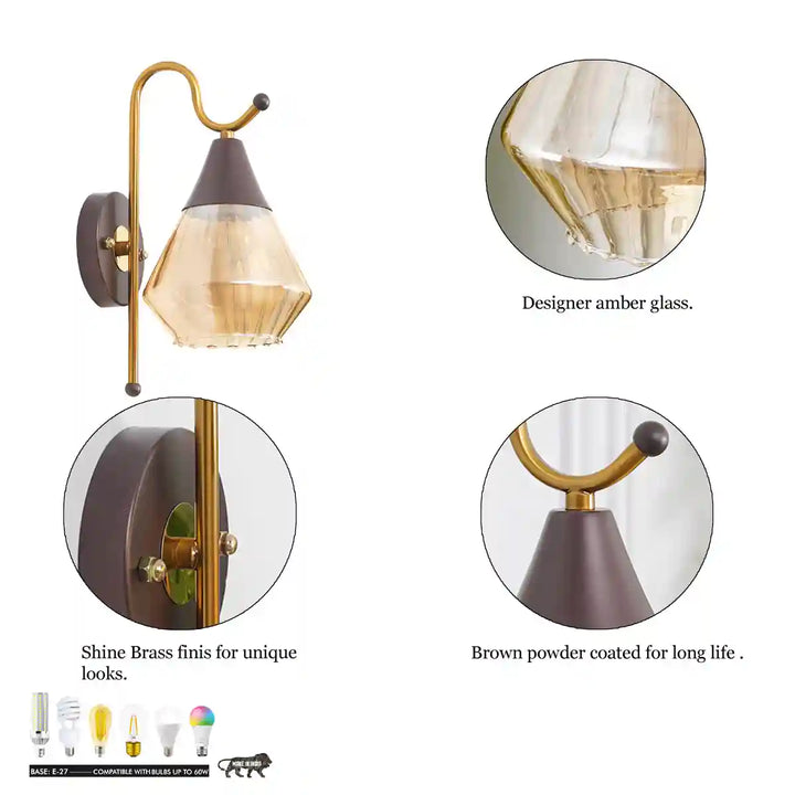 Deyle Fusion Brown and Brass Finish Wall Light