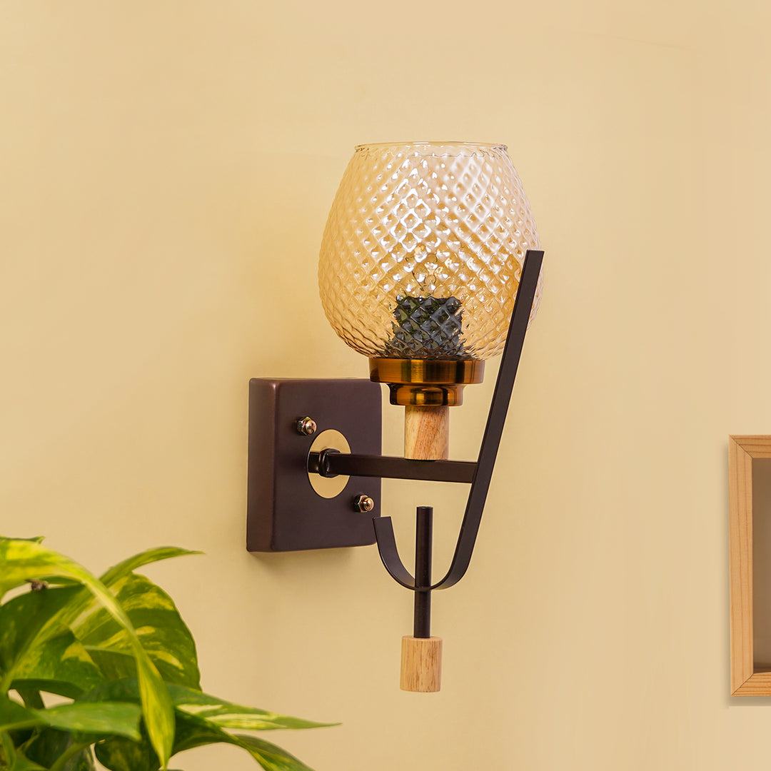 ELIZABETH Single Light Brown Glass Wall Light