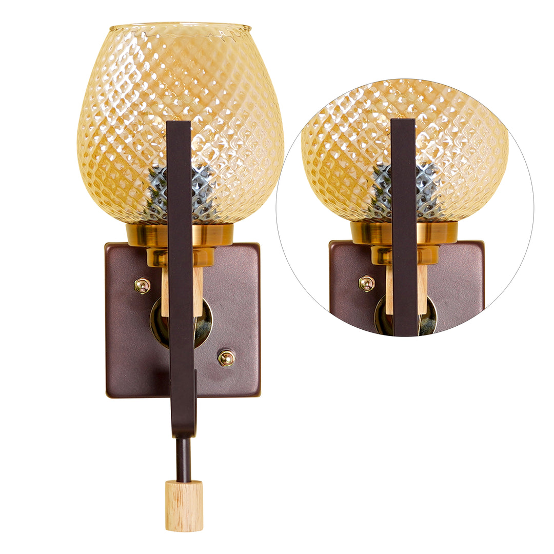 ELIZABETH Single Light Brown Glass Wall Light