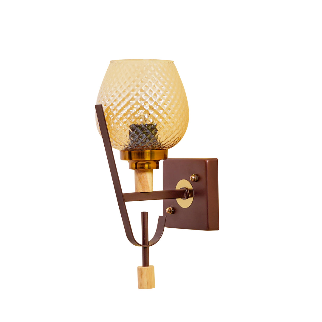 ELIZABETH Single Light Brown Glass Wall Light