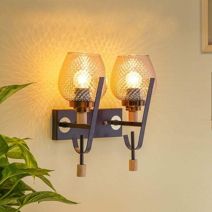ELIZABETH Dual Light Brown Glass Wall Light