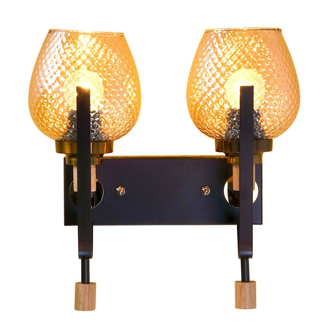 ELIZABETH Dual Light Brown Glass Wall Light