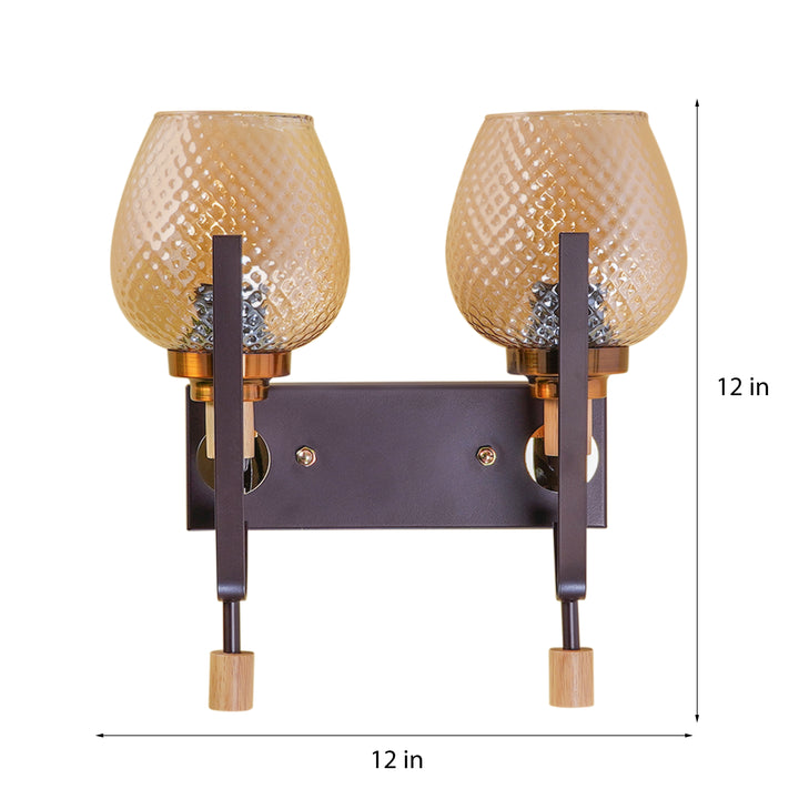 ELIZABETH Dual Light Brown Glass Wall Light