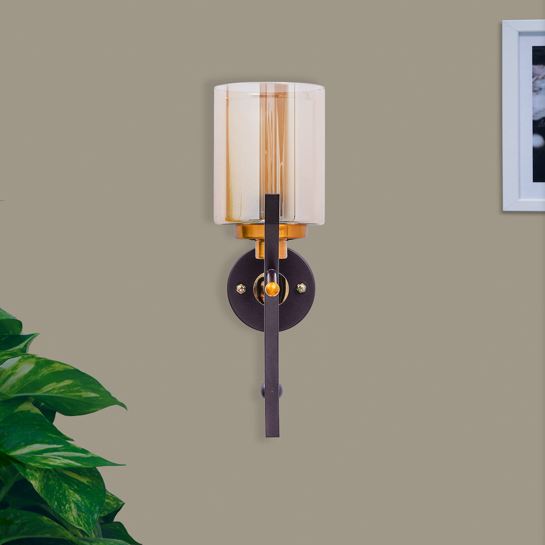 DORMA Single Light Brown Glass Wall Light